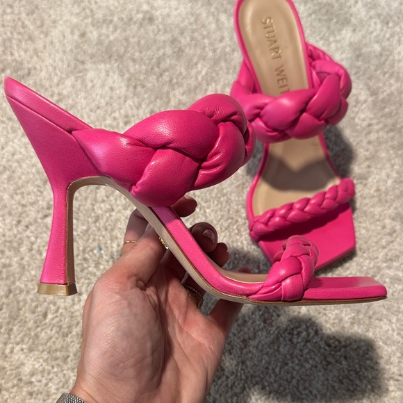 Stuart Weitzman Fuchsia Braided Heels - Picture 3 of 8